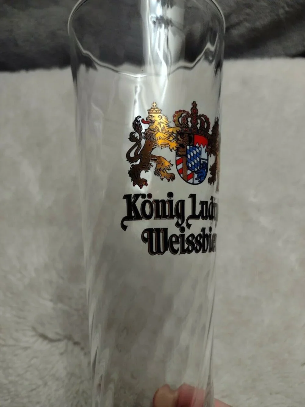 Konig Ludwig Weissbier Tall Beer Glass 0.5L Bavaria Germany Crest Drinking
